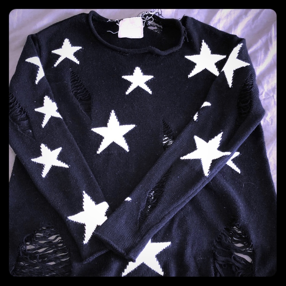 Tattered Black star sweater